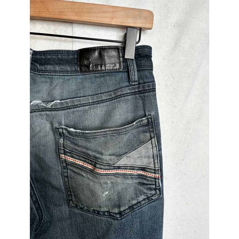 Fried Denim Mens Slim Fit Distressed Ripped Jeans Blue 32x30‎ skate grunge